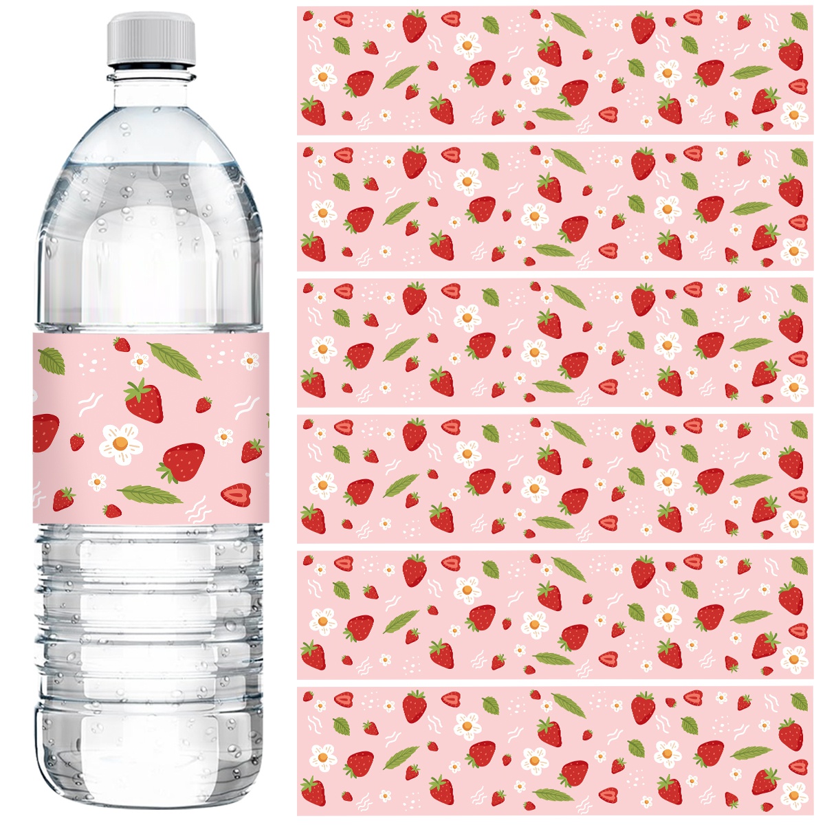 Wedding Water Supply - 10 ชิ้นสติกเกอร์ฉลากขวดน้ำสตรอเบอร์รี่ธีมสีชมพูสติกเกอร์ตกแต่งงานปาร์ตี้วันเกิดสำหรับอุปกรณ์จัดงานแต่งงานแสนสุข