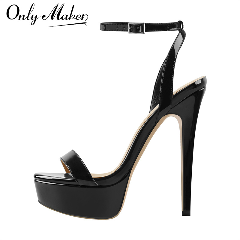 Wedding Super - รองเท้าส้นสูงแบบส้นเข็มสำหรับผู้หญิง ยี่ห้อ Onlymaker ปลายเปิด สายรัดข้อเท้า ดีไซน์เซ็กซี่