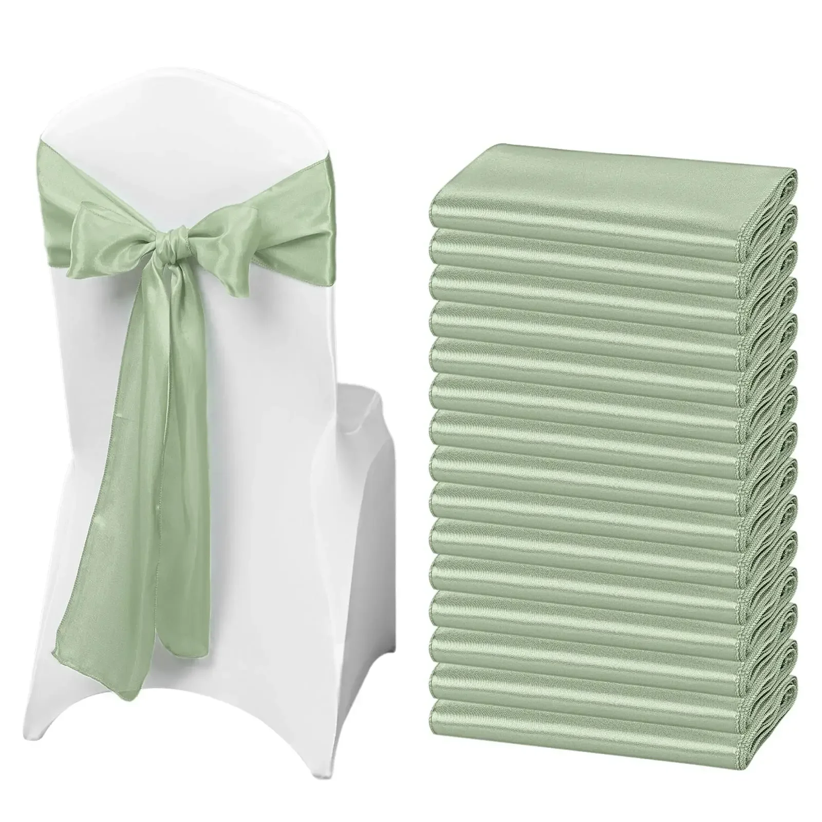 Wedding Supply Wholesale - ขายส่ง 10/50 ชิ้น โบว์ผ้าซาตินสำหรับเก้าอี้ ริบบิ้นผูกเก้าอี้งานแต่งงาน สำหรับงานปาร์ตี้