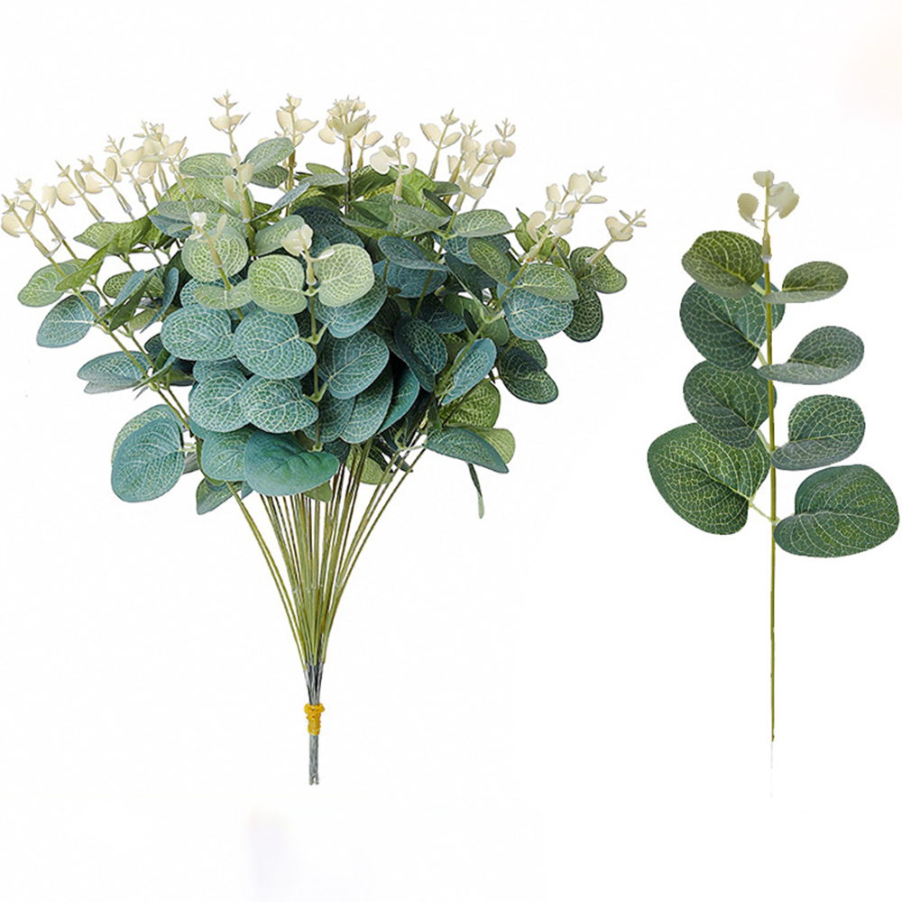 Flower Girl Basket - 20PCS พืชปลอมผ้าไหม Eucalyptus Leaf DIY ตกแต่งคริสต์มาสแจกันสําหรับบ้านสวนงานแต่งงาน