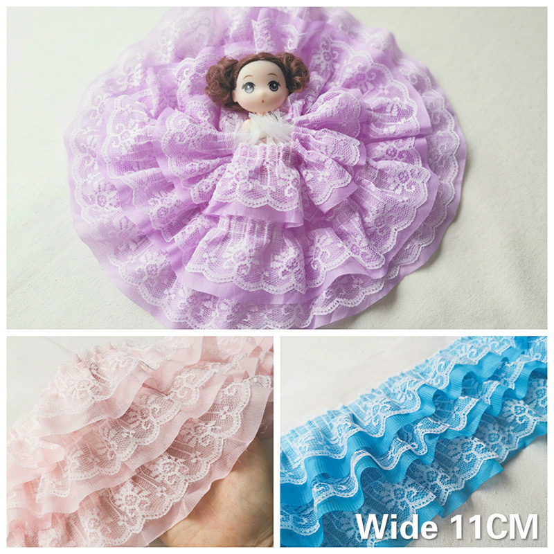 Wedding Water Supply - กว้าง11ซม.ใหม่สามชั้น3dจีบชีฟองผ้าลูกไม้Ruffle Collarตัดเย็บปักถักร้อยริบบิ้นDIYงานแต่งงานชุดเย็บอุปกรณ์