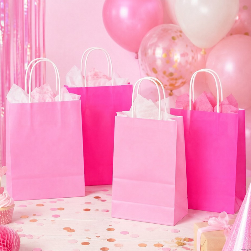 12 ชิ้นถุงกระดาษคราฟท์สีชมพูกุ - Wedding Supply Shops บทวิจารณ์และราคา