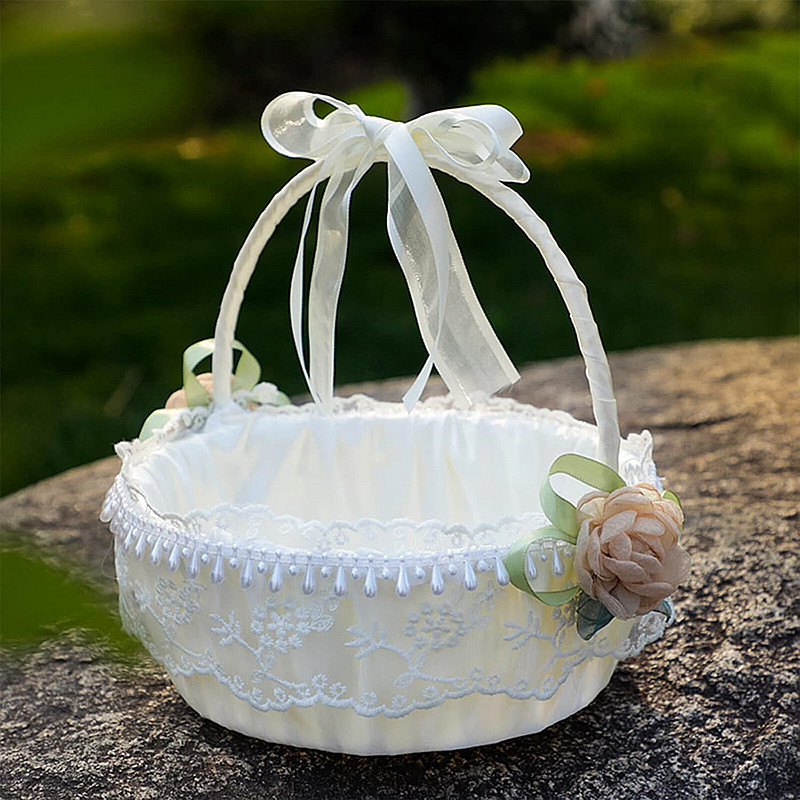ตะกร้าสาวดอกไม้โรแมนติกลูกไม้  - Flower Girl Basket บทวิจารณ์และราคา