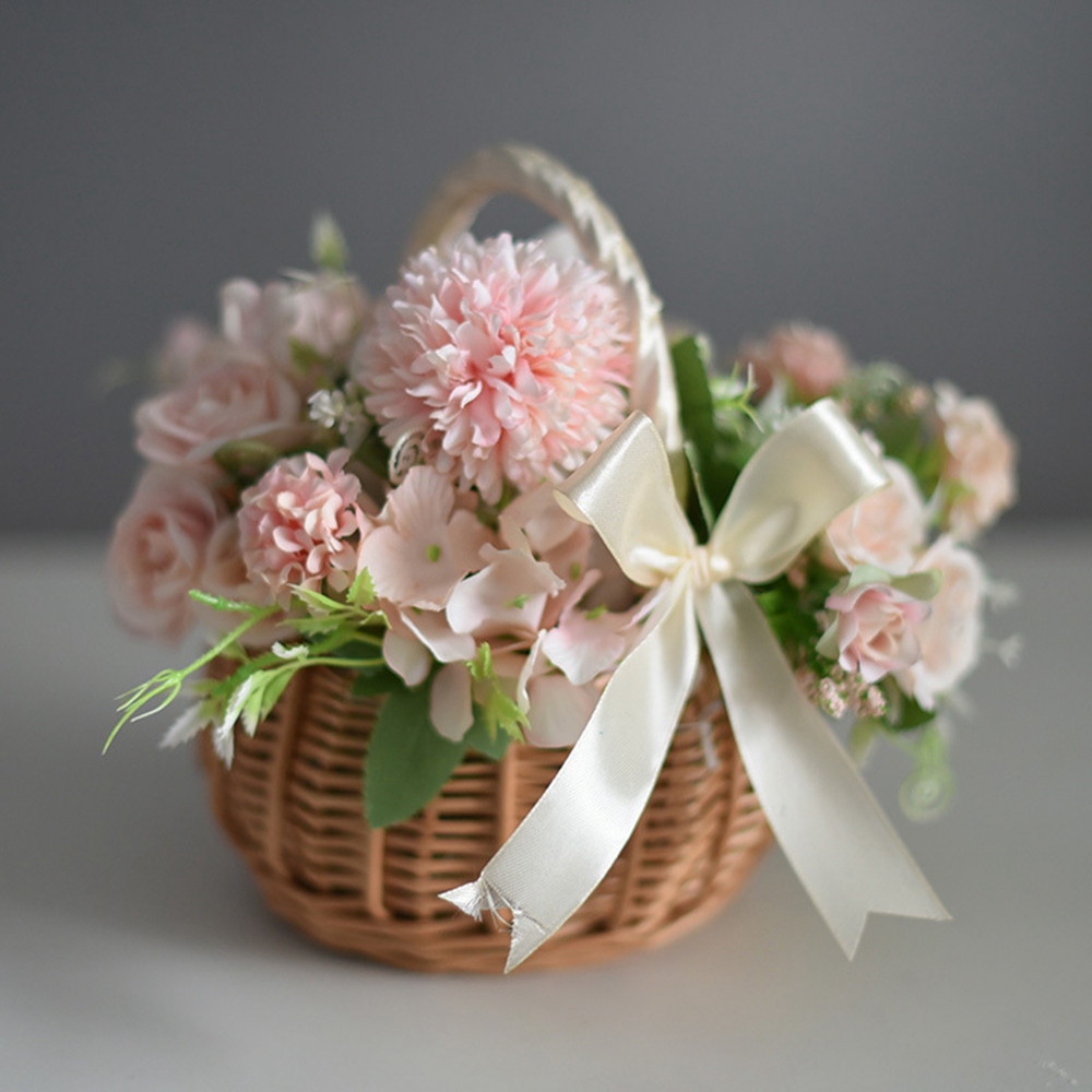 ตะกร้าดอกไม้สานจากหวาย มีหูหิ้ - Flower Girl Basket บทวิจารณ์และราคา