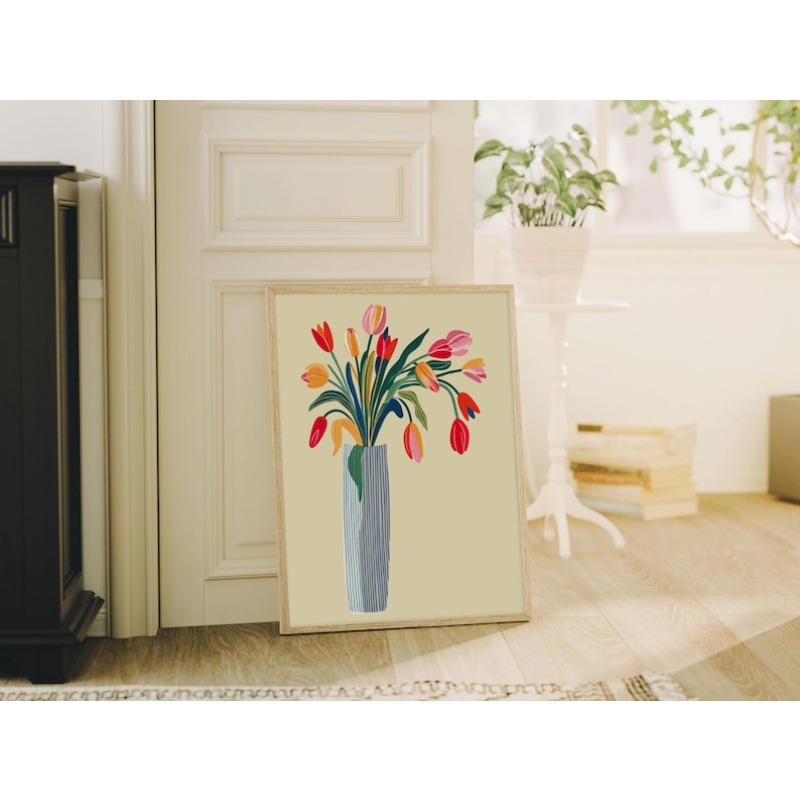 ภาพพิมพ์ดอกทิวลิปบนผ้าใบ 2 ชิ้ - Flower Girl Basket บทวิจารณ์และราคา